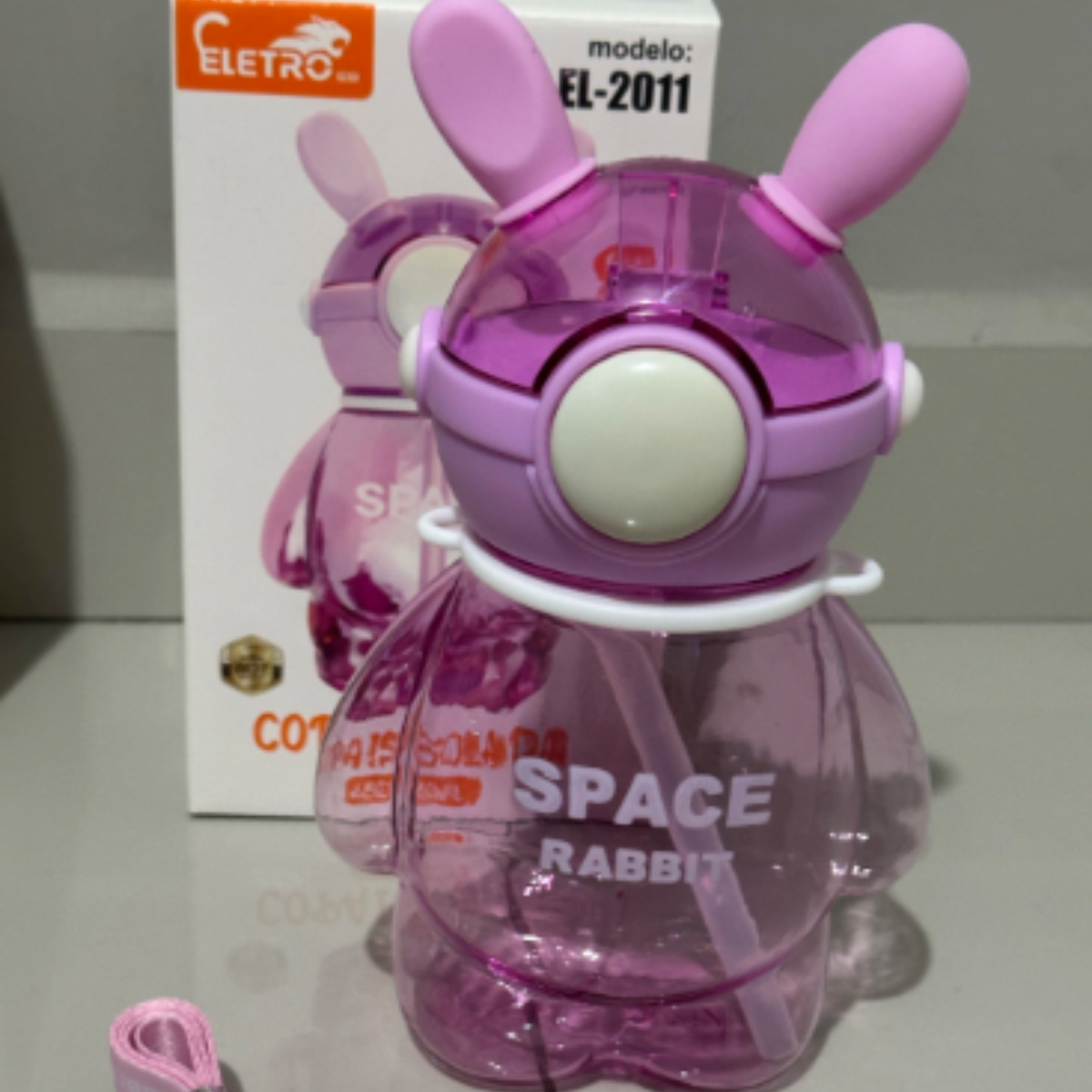 🐇 Garrafa Coelho Infantil com Canudo