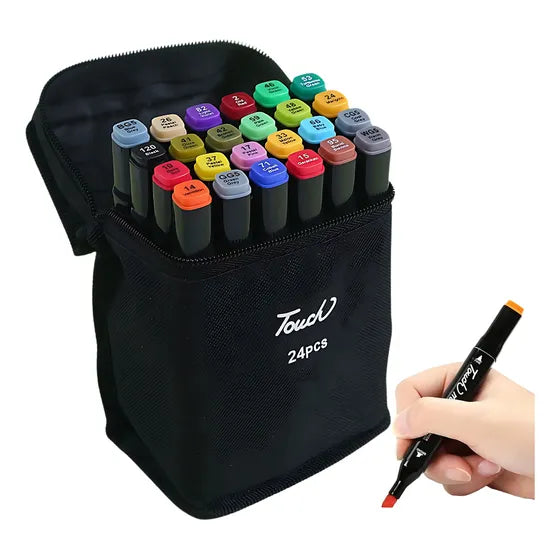 Kit canetinhas ponta dupla 24 cores